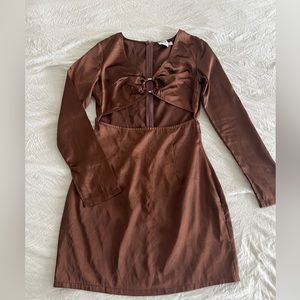 Princess Polly Satin Brown Dress